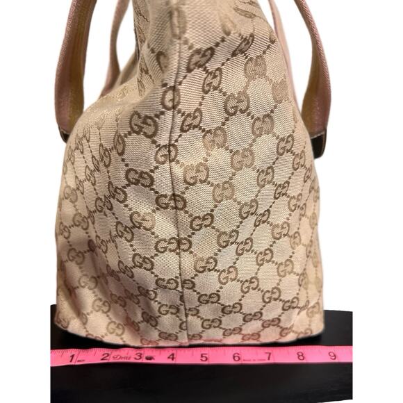 Gucci GG Monogram Canvas Large Web Handle Bucket Tote Pink Gold 131231 204991 - Picture 10 of 16
